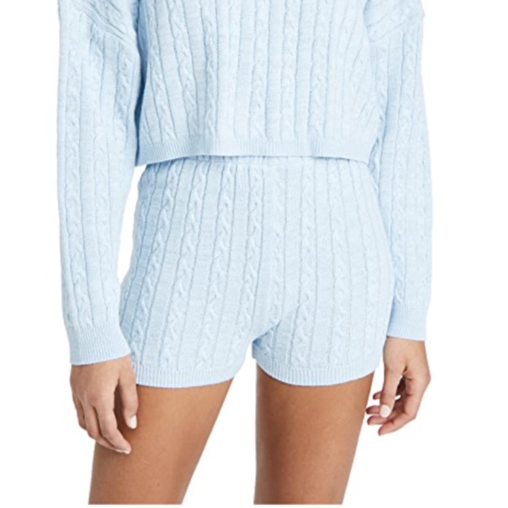 Light blue cable knit shorts